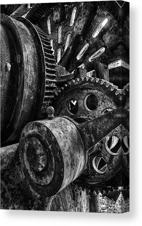 B&w Canvas Print featuring the photograph Machinery by Jeff Sinon