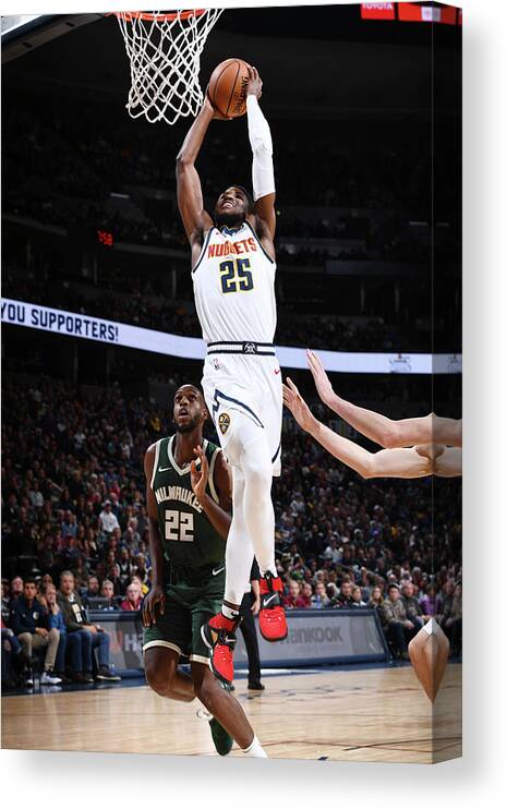 Nba Pro Basketball Canvas Print featuring the photograph Malik Beasley by Garrett Ellwood