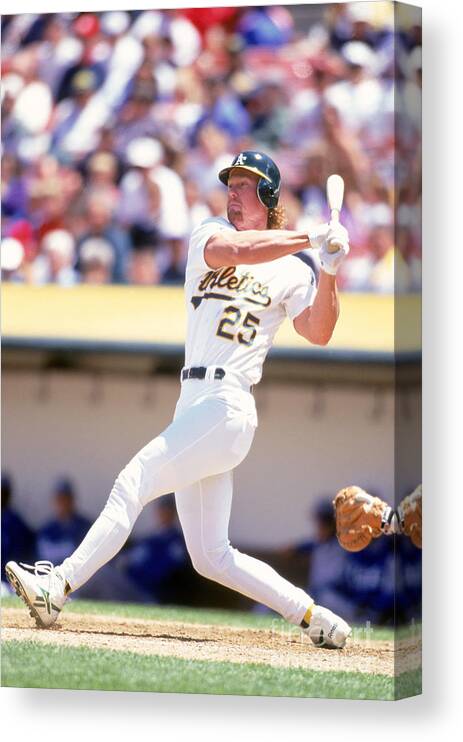 American League Baseball Canvas Print featuring the photograph Mark Mcgwire by Jeff Carlick