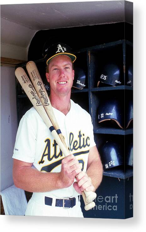 1980-1989 Canvas Print featuring the photograph Mark Mcgwire by Michael Zagaris