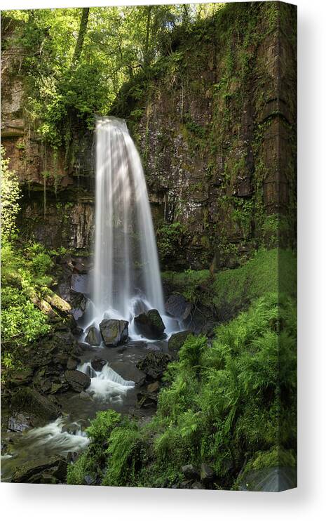 Wales Canvas Print featuring the photograph Melincourt Falls, Vale of Neath, South Wales,UK by Sarah Howard