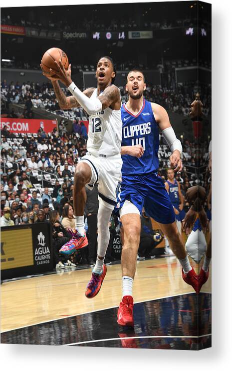 Ja Morant Canvas Print featuring the photograph Memphis Grizzlies v LA Clippers by Andrew D. Bernstein