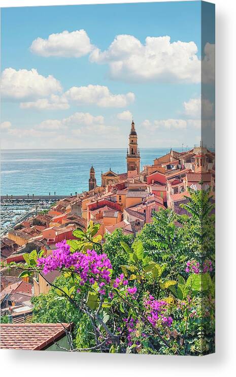 Alpes-maritimes Canvas Print featuring the photograph Menton by Manjik Pictures