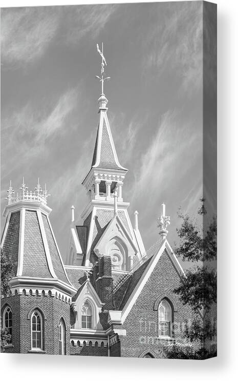 Mercer University Canvas Print featuring the photograph Mercer University Godsey Administration Building Roof Details by University Icons