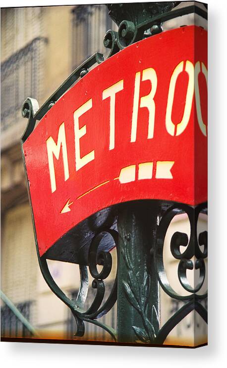 Paris Canvas Print featuring the photograph Metro by Claude Taylor