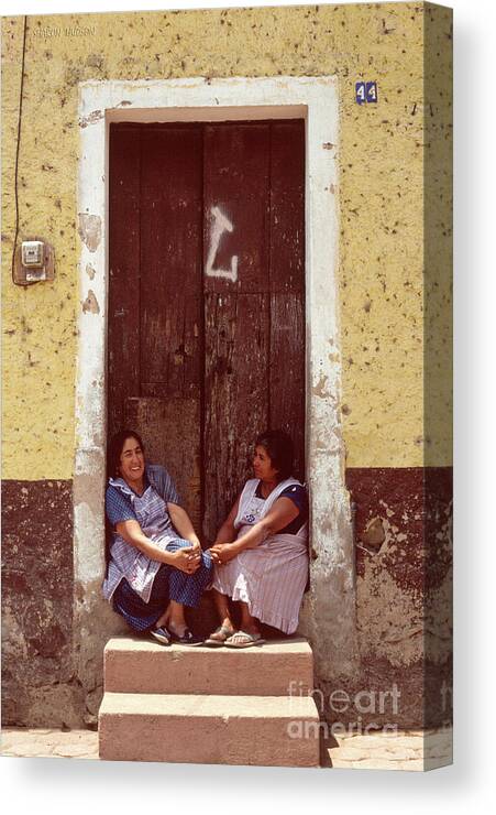 Mexico Canvas Print featuring the photograph Mexican photography - Women Chatting by Sharon Hudson