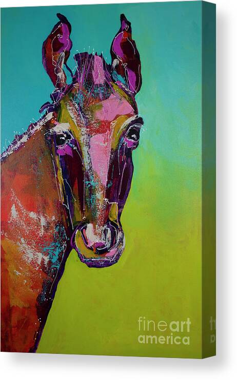 Horse Canvas Print featuring the painting Midnight Ride II by Robin Valenzuela
