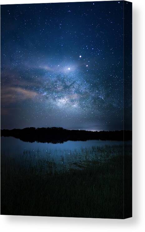 Milky Way Canvas Print featuring the photograph Milky Way at 9 Mile Pond by Mark Andrew Thomas