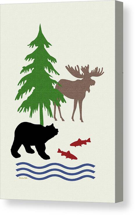 And Bear Canvas Print featuring the mixed media Moose and Bear Pattern Art by Christina Rollo