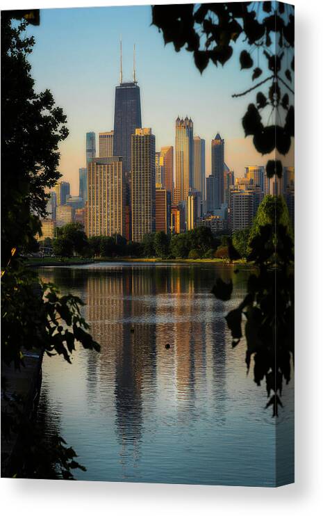 Chicago Canvas Print featuring the photograph Morning On Chicago's South Lagoon by Owen Weber