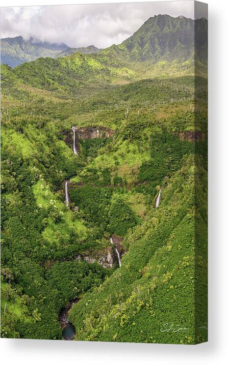 Mount Wai'ale'ale Canvas Print featuring the photograph Mount Wai'ale'ale Waterfalls by Steven Sparks