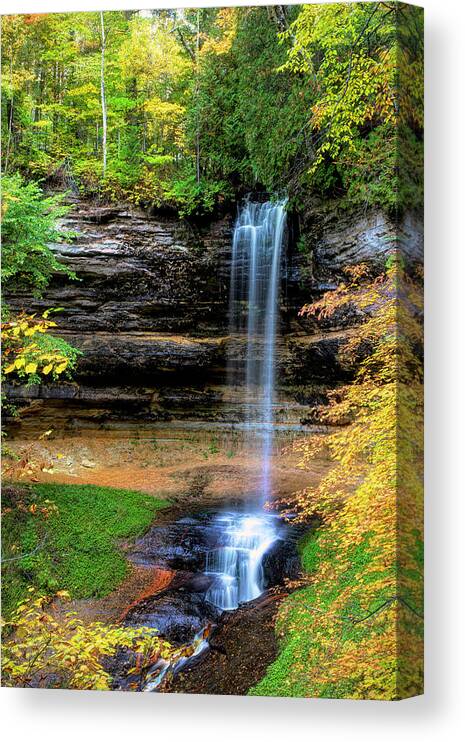 Munising Canvas Print featuring the photograph Munising Falls by Cheryl Strahl