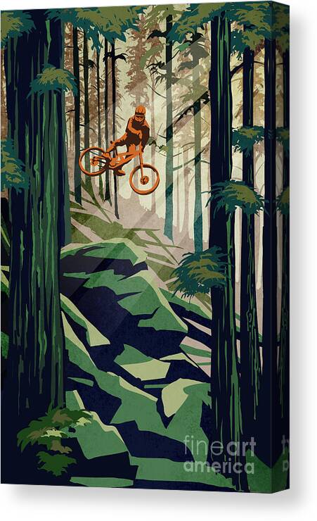 Cycling Art Canvas Print featuring the painting my therapy Revelstoke by Sassan Filsoof