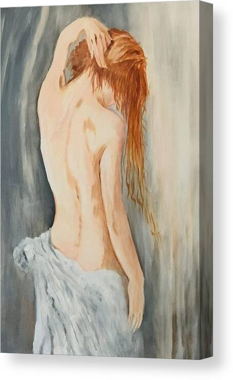 Nude Canvas Print featuring the painting Mystery by Juliette Becker