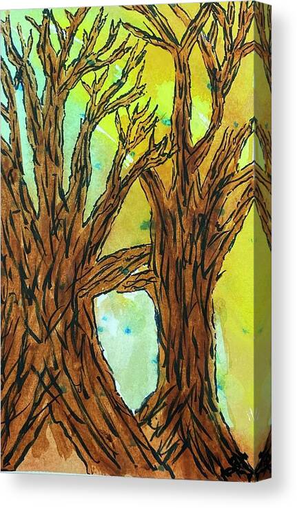 Trees Canvas Print featuring the painting Naked Trees #10 by Anjel B Hartwell