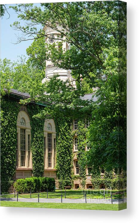 Princeton Canvas Print featuring the photograph Nassau Hall Windows and Tower by Bob Phillips