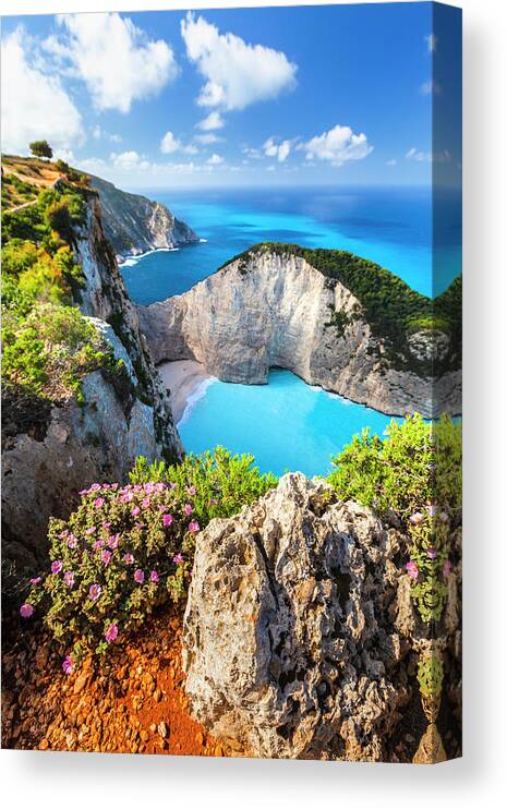 Greece Canvas Print featuring the photograph Navagio Bay by Evgeni Dinev