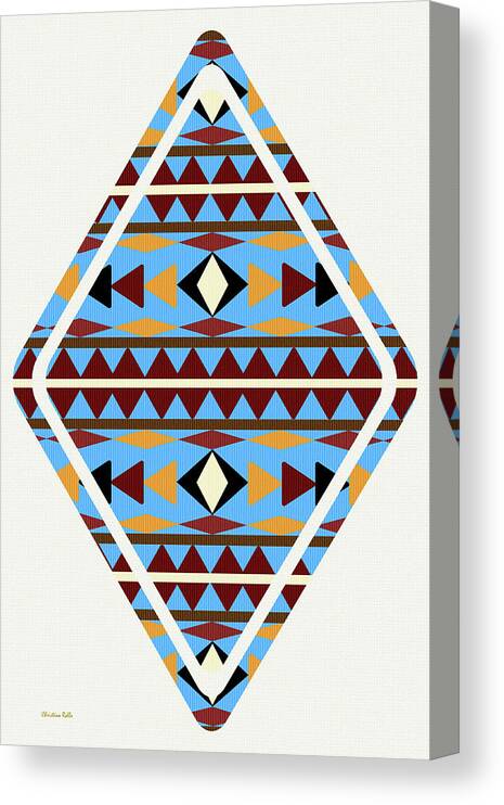Navajo Canvas Print featuring the mixed media Navajo Blue Pattern Art by Christina Rollo