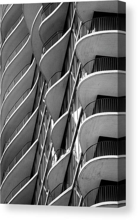 Abstract Canvas Print featuring the photograph Neighborly By Design BW by Christi Kraft