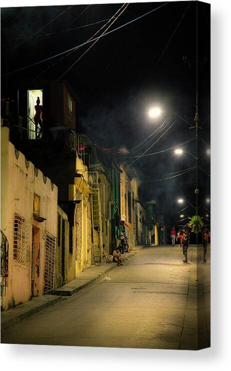 Cuba Canvas Print featuring the photograph Night atmosphere El Tivoli by Micah Offman