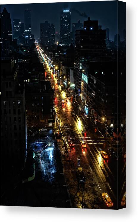 New York Canvas Print featuring the photograph Night on 9th Ave #2 by Stefan Knauer