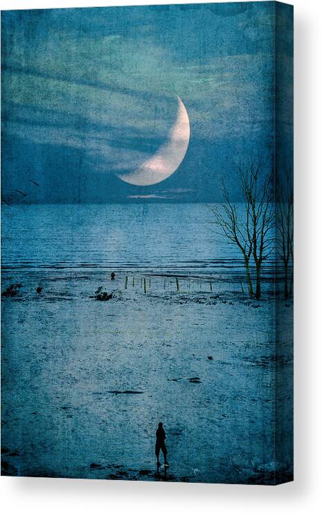 Beach Canvas Print featuring the photograph Night walk by Yasmina Baggili