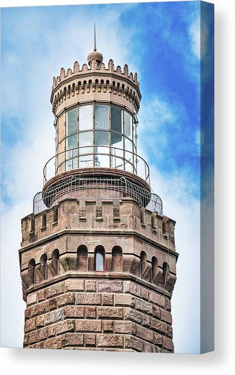 Lighthouse Canvas Print featuring the photograph North Tower Of Twin Lighthouses by Gary Slawsky