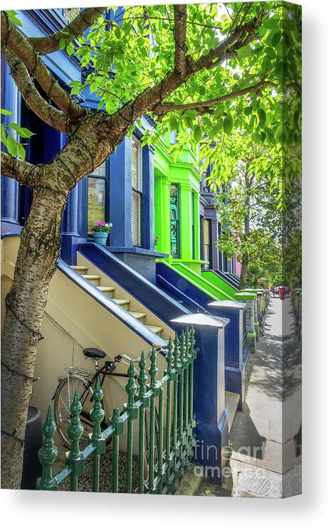 London Canvas Print featuring the photograph Notting Hill houses, London by Delphimages London Photography