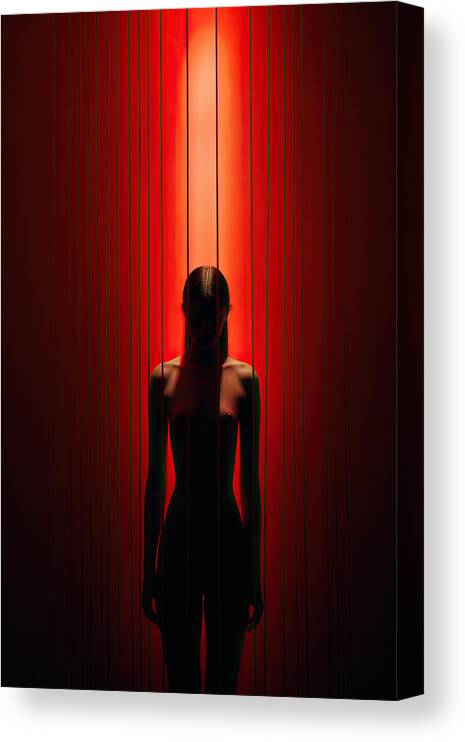 Nude Canvas Print featuring the digital art Nude in the Dark No.2 by My Head Cinema