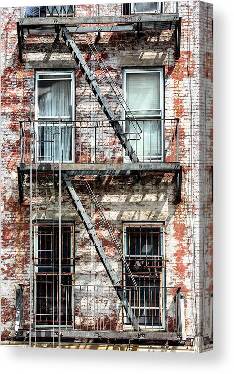 New York Canvas Print featuring the photograph NY CITY - Fire Escape Stairs by Philippe HUGONNARD