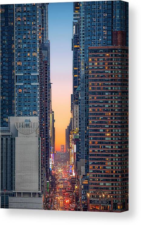 Times Square Canvas Print featuring the photograph NYC 42 Street by Susan Candelario