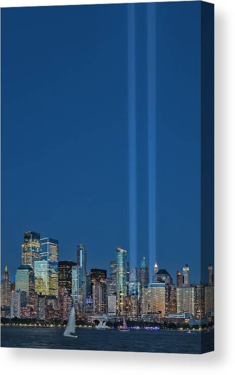 Lower Canvas Print featuring the photograph NYC Tribute To 911 by Susan Candelario