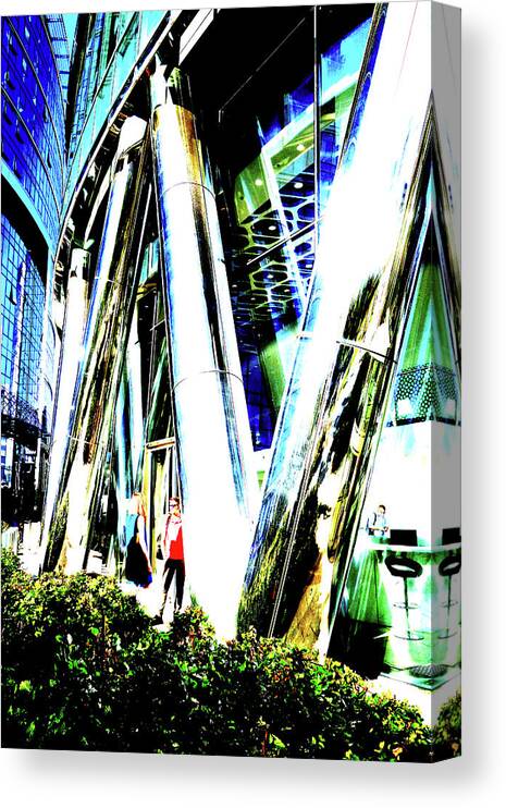 Office Canvas Print featuring the photograph Office Building In Warsaw, Poland 2 by John Siest