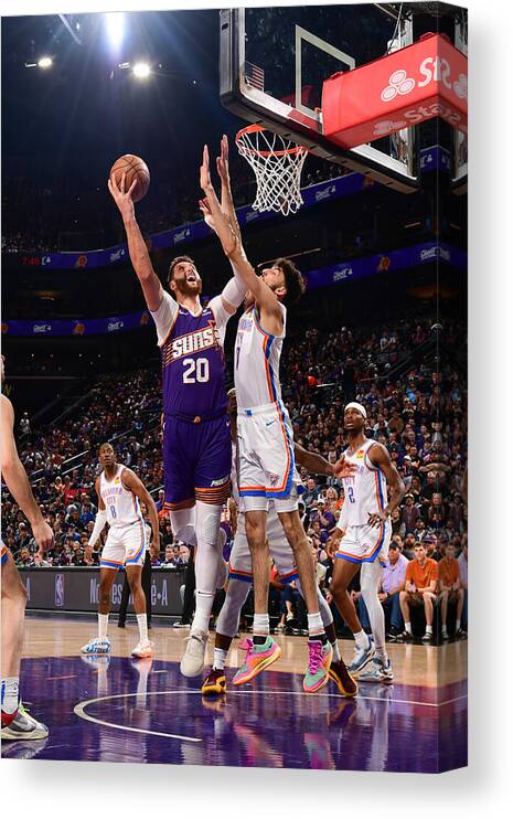 Jusuf Nurkić Canvas Print featuring the photograph Oklahoma City Thunder v Phoenix Suns by Kate Frese
