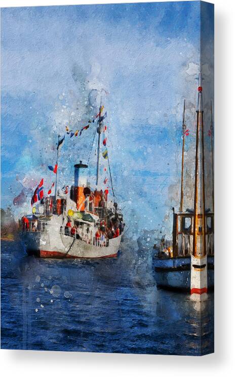 Steamer Canvas Print featuring the digital art Old Steamer by Geir Rosset