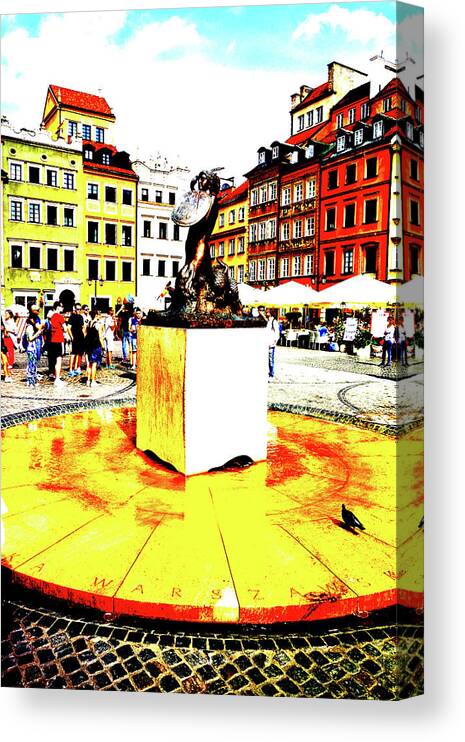 Warsaw Canvas Print featuring the photograph Old Town Square In Warsaw, Poland by John Siest