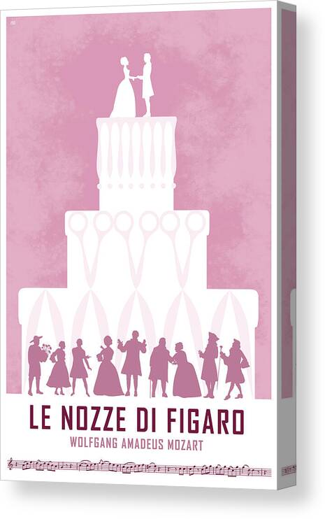 Opera Canvas Print featuring the digital art Opera poster - Le nozze di Figaro - Marriage of Figaro by Wolfgang Amadeus Mozart by Moira Risen