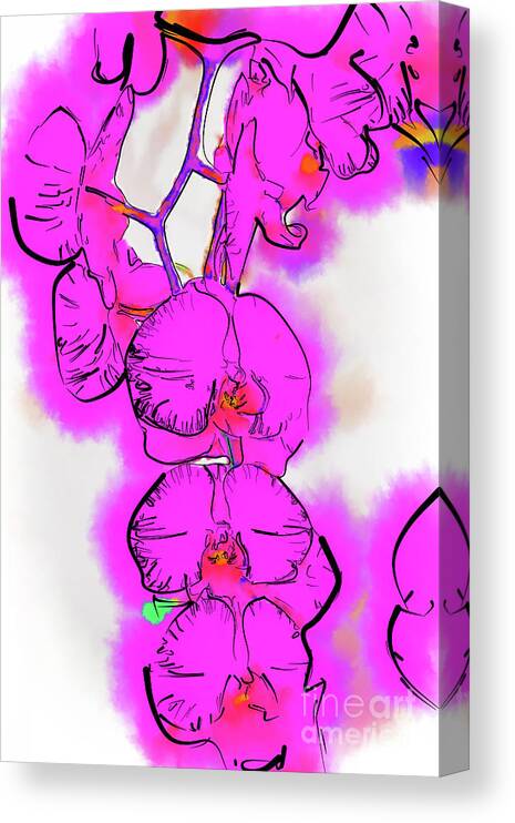 Botanical Canvas Print featuring the digital art Orchid Blooms Watercolor by Kirt Tisdale