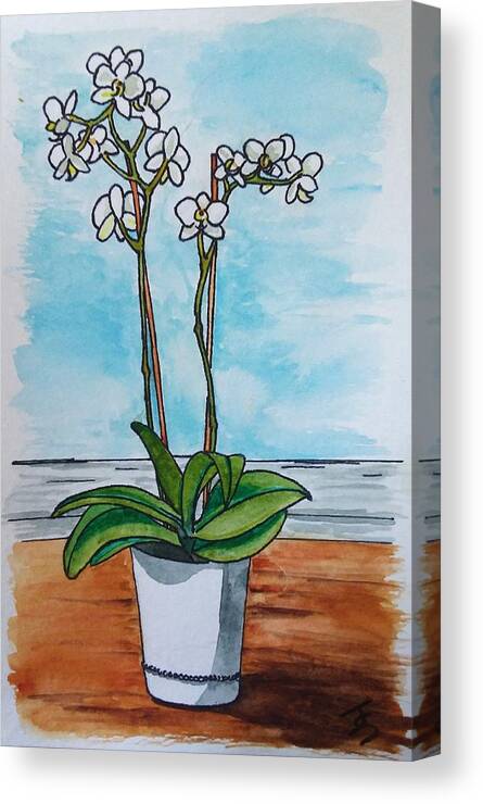 Orchid Canvas Print featuring the painting Orchid by Joanne Stowell