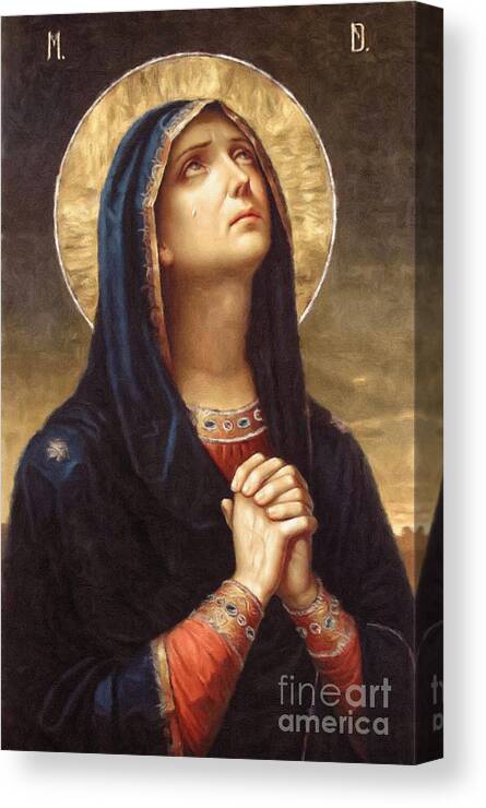 Our Lady Of Sorrows Canvas Print featuring the digital art Our Lady of Sorrows Virgin Mary by Beltschazar