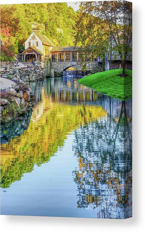 Ozarks Canvas Print featuring the photograph Ozarks Rustic Fall Creek Reflections by Jennifer White