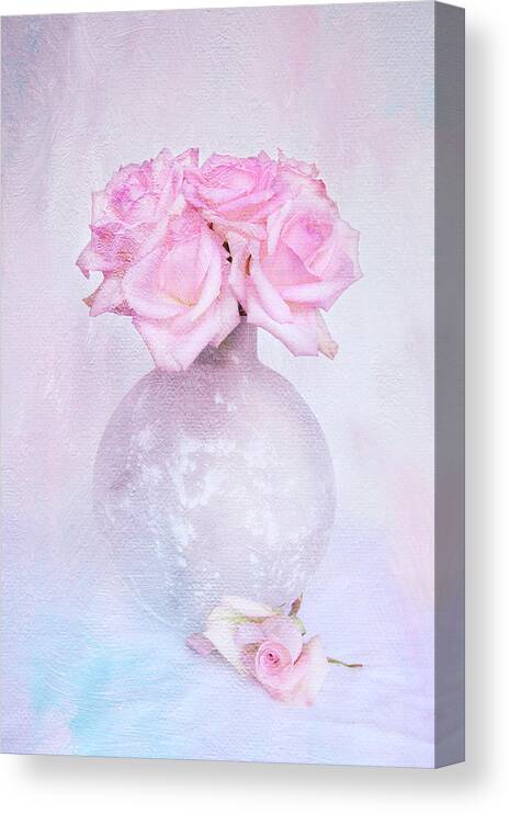 Contemporary Still Life Canvas Print featuring the photograph Painted Roses by Theresa Tahara