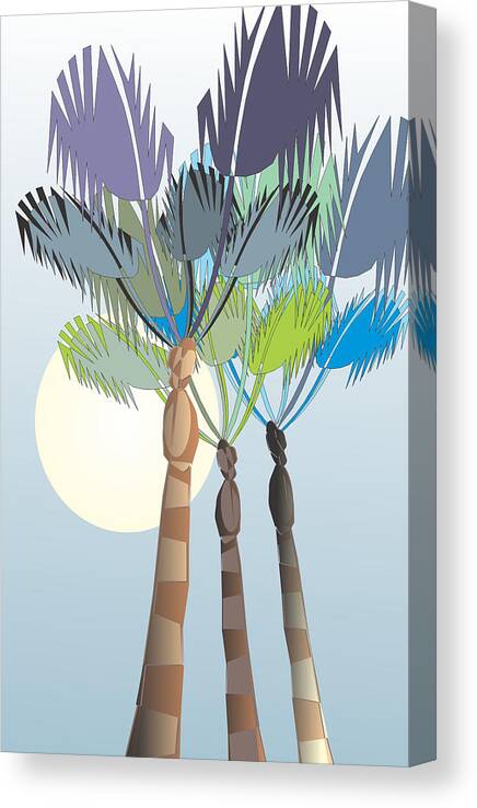 Palm Tree Canvas Print featuring the digital art Palm Tree Blue by Ted Clifton
