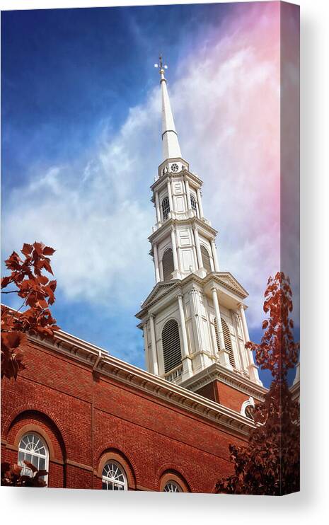 Boston Canvas Print featuring the photograph Park Street Church Steeple Boston Massachusetts by Carol Japp