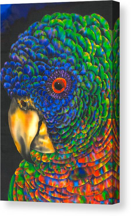 Bird Canvas Print featuring the painting Parrot Face by Daniel Jean-Baptiste