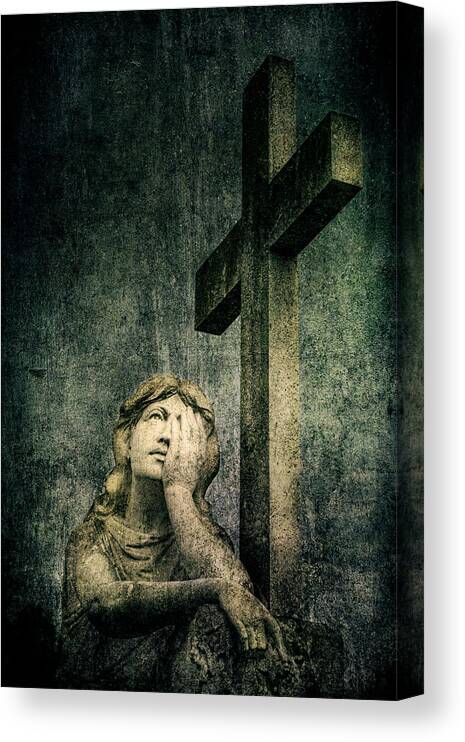 Cemetery Canvas Print featuring the photograph Patience in Pain by Andrew Paranavitana