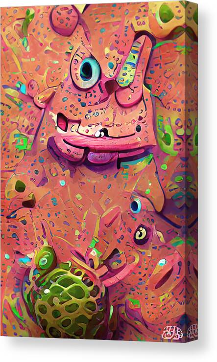 Patrickstar Canvas Print featuring the digital art Patrick Star Abstract by Distorted Brain