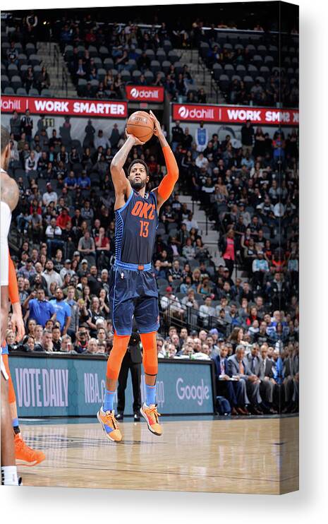 Nba Pro Basketball Canvas Print featuring the photograph Paul George by Mark Sobhani