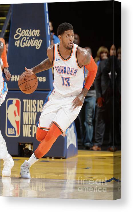 Nba Pro Basketball Canvas Print featuring the photograph Paul George by Noah Graham