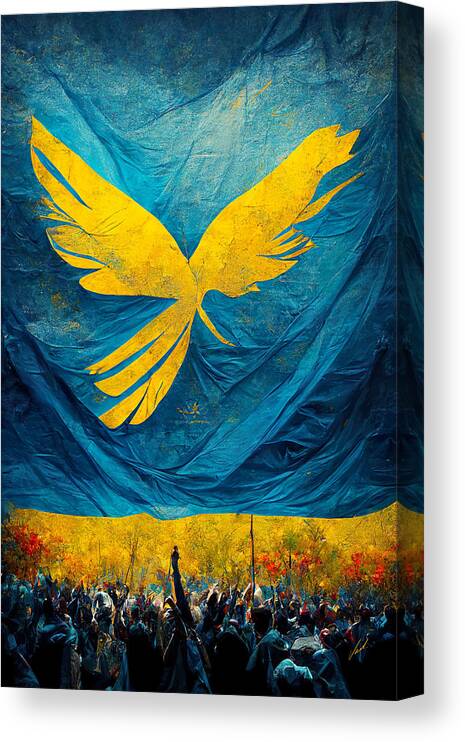 Angel Of Peace Canvas Print featuring the painting Peace for Ukraine by Vart